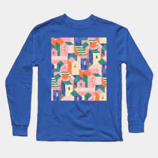 Matisse Pink and Teal Houses Long Sleeve T-Shirt